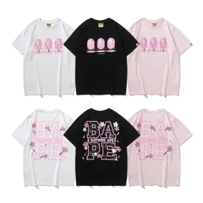 2022 high top quality pink white black 100% cotton Cherry blossoms bape shark Tshirt bathing ape T-shirt tee for men women