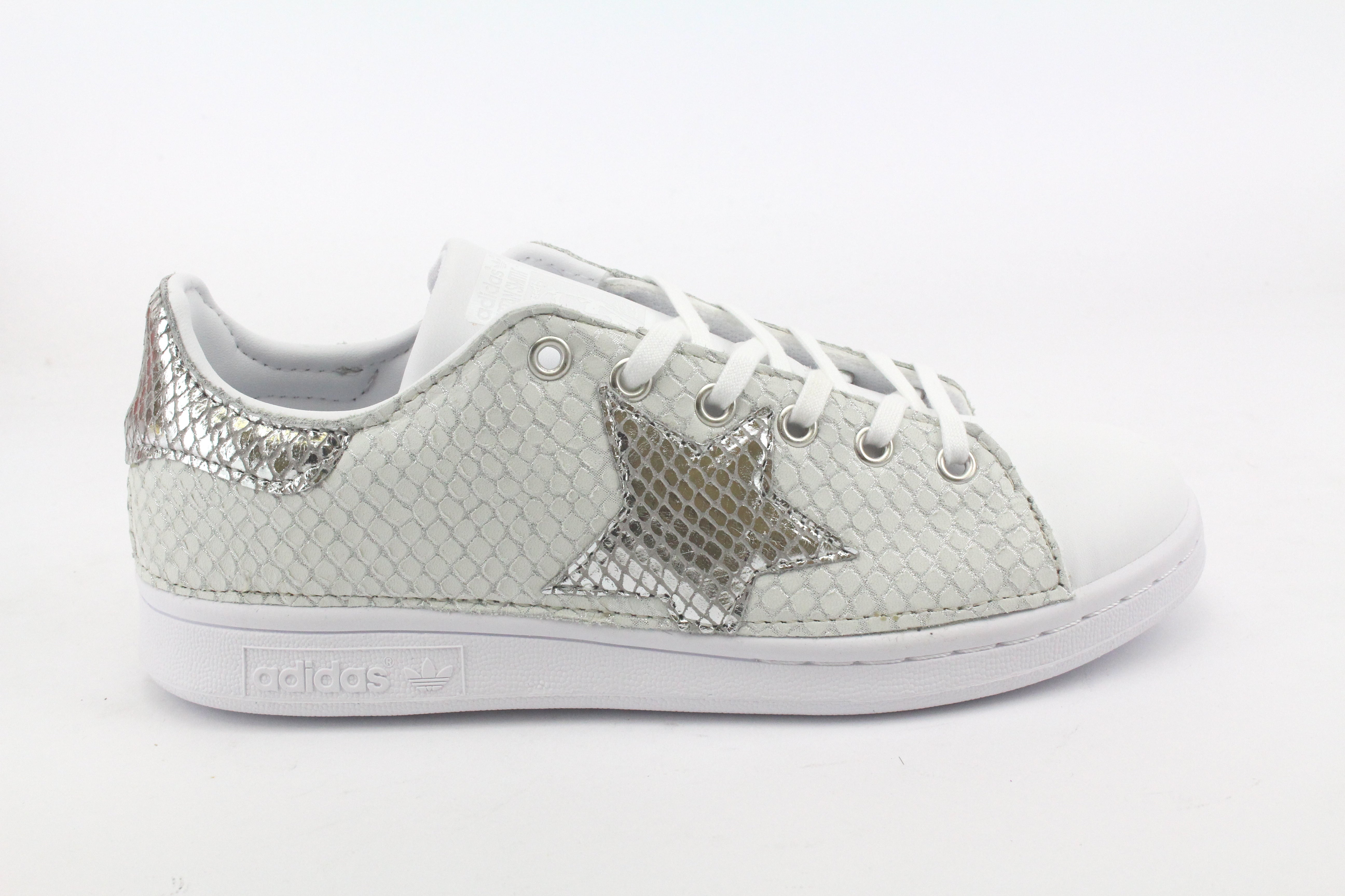 Adidas Stan Smith pelle Bianca Rettile e Stella Silver