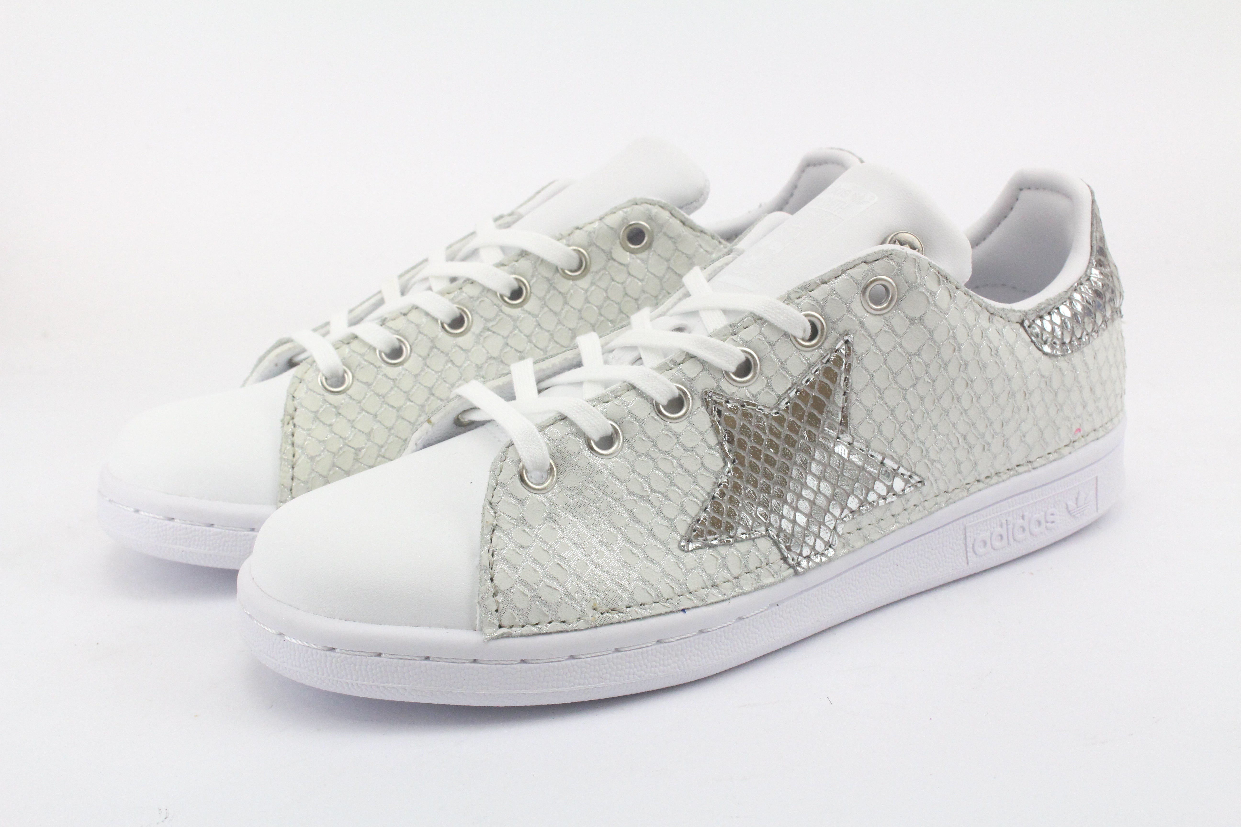 Adidas Stan Smith pelle Bianca Rettile e Stella Silver