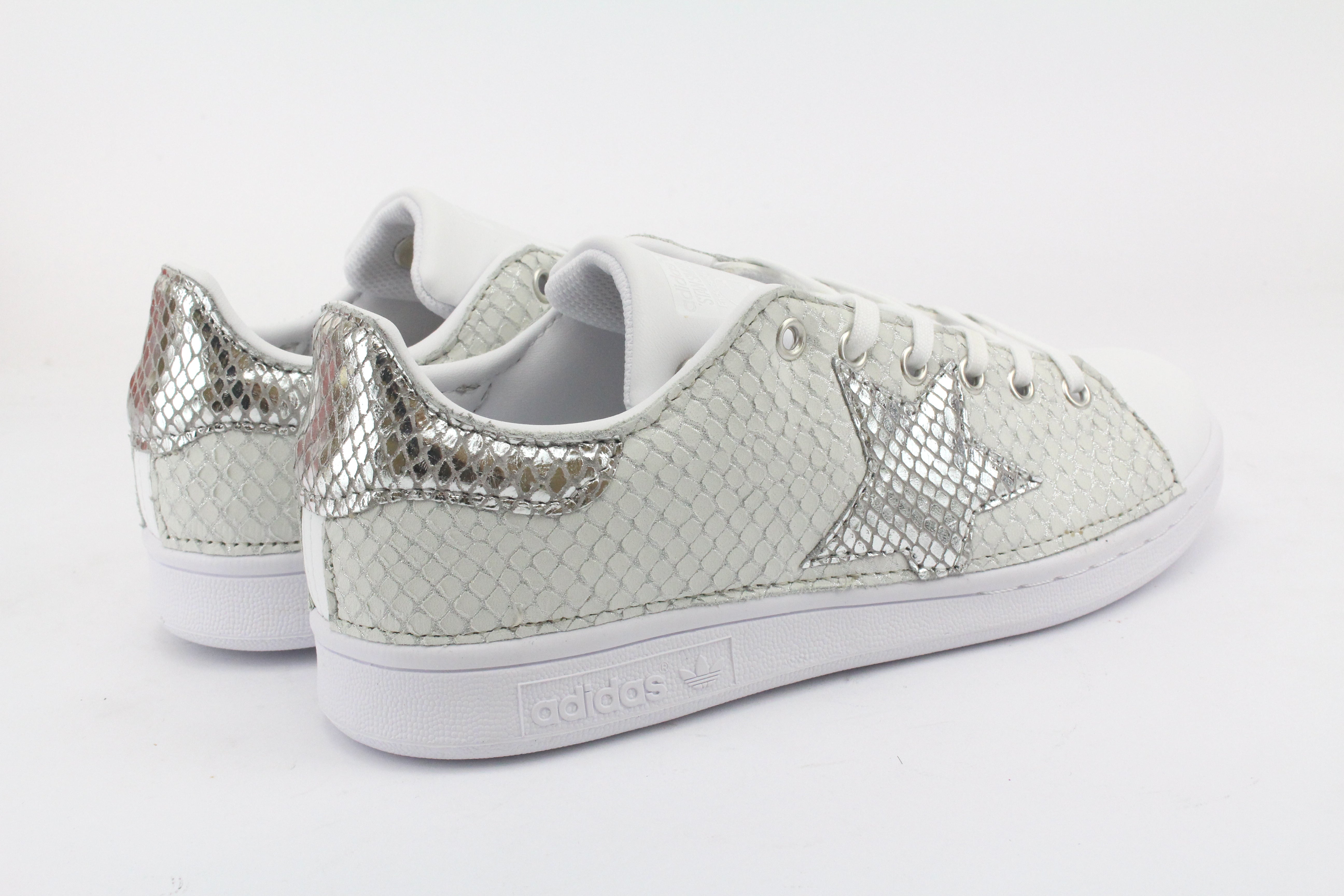 Adidas Stan Smith pelle Bianca Rettile e Stella Silver