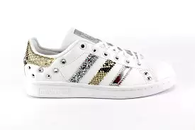 Adidas Stan Smith Pitonate Silver Glitter & Borchie