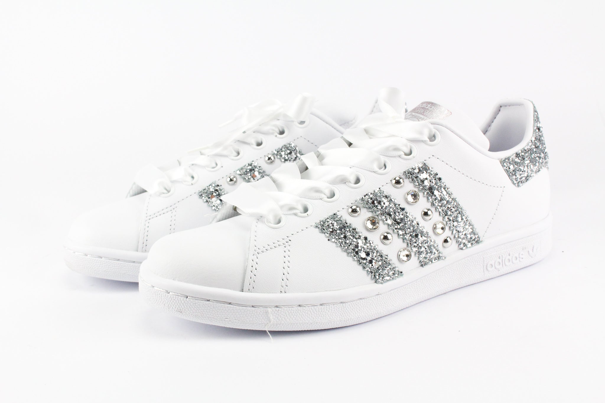 Adidas Stan Smith Strass Glitter & Lacci Raso