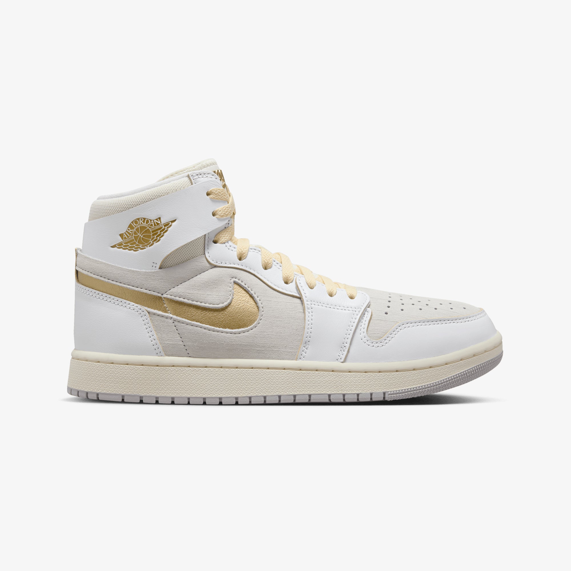 AIR JORDAN 1 ZOOM CMFT 2 'WHITE/METALLIC GOLD-NEUTRAL GREY'