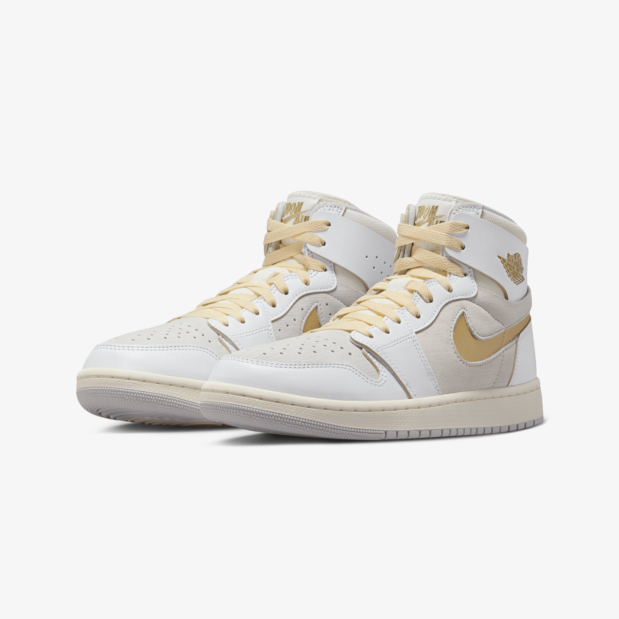 AIR JORDAN 1 ZOOM CMFT 2 'WHITE/METALLIC GOLD-NEUTRAL GREY'