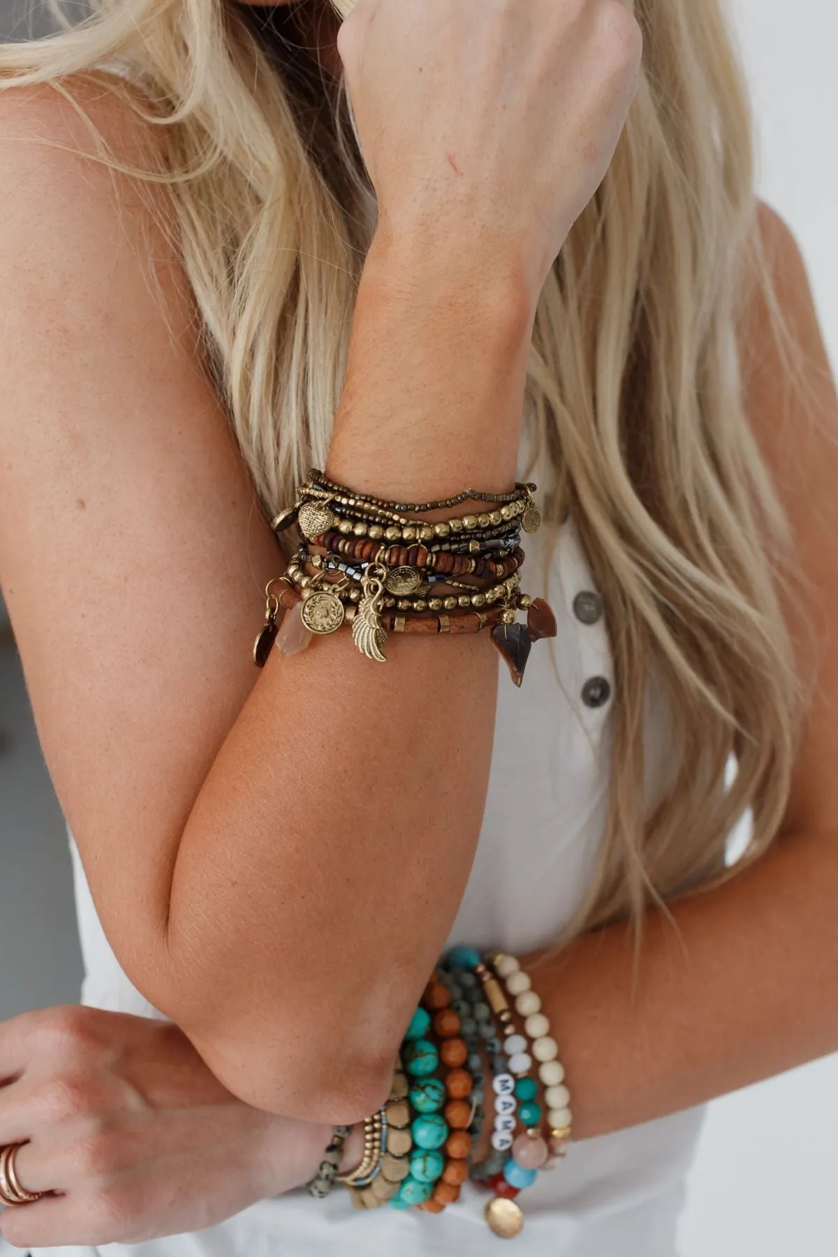 Alyda Boho Bracelet Set - Brown