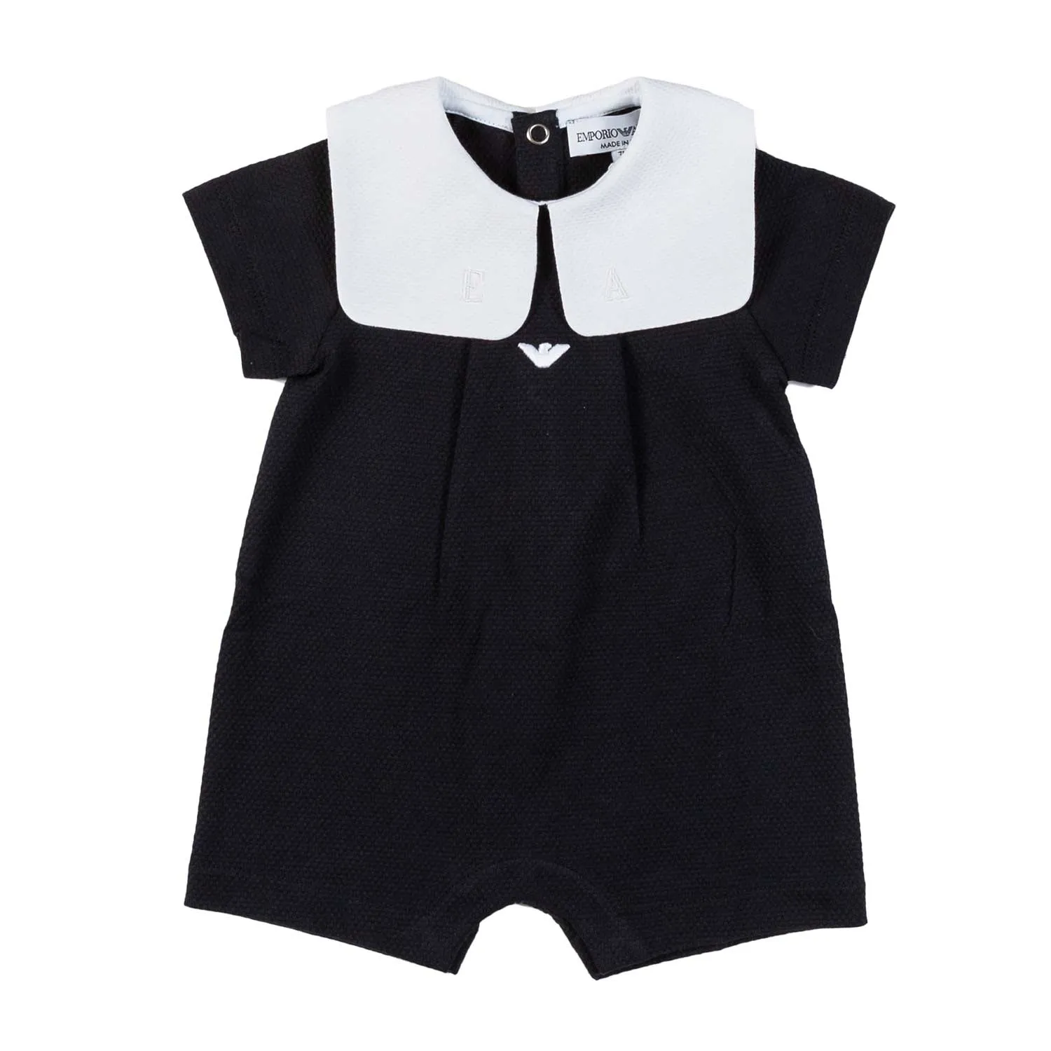 Armani Junior Navy Blue And White Newborn Romper