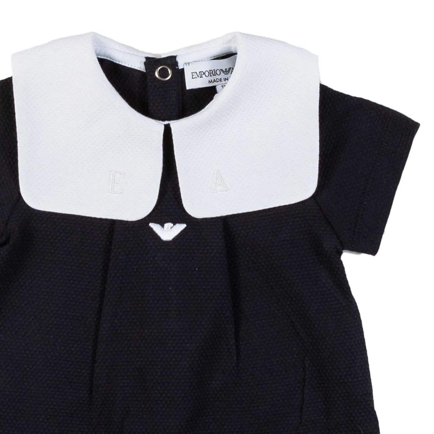 Armani Junior Navy Blue And White Newborn Romper