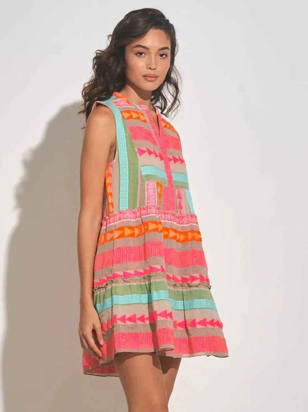 Aztec Tiered Sleeveless Dress