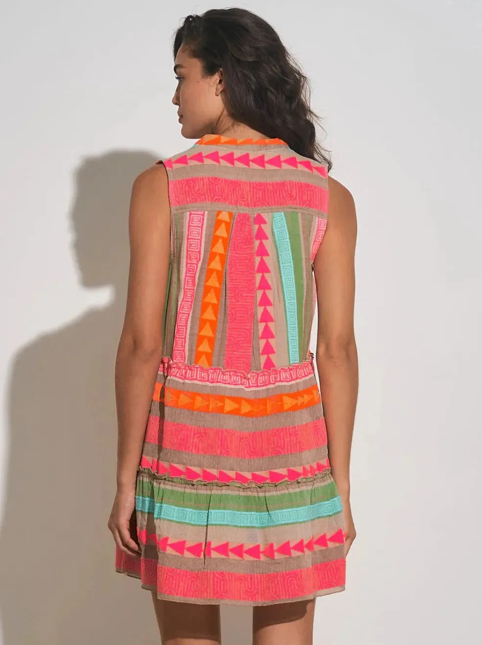 Aztec Tiered Sleeveless Dress