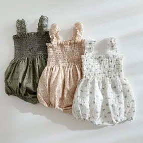 Baby Ann Sleeveless Smocked Bodice Romper (3-18m) - 3 Colors