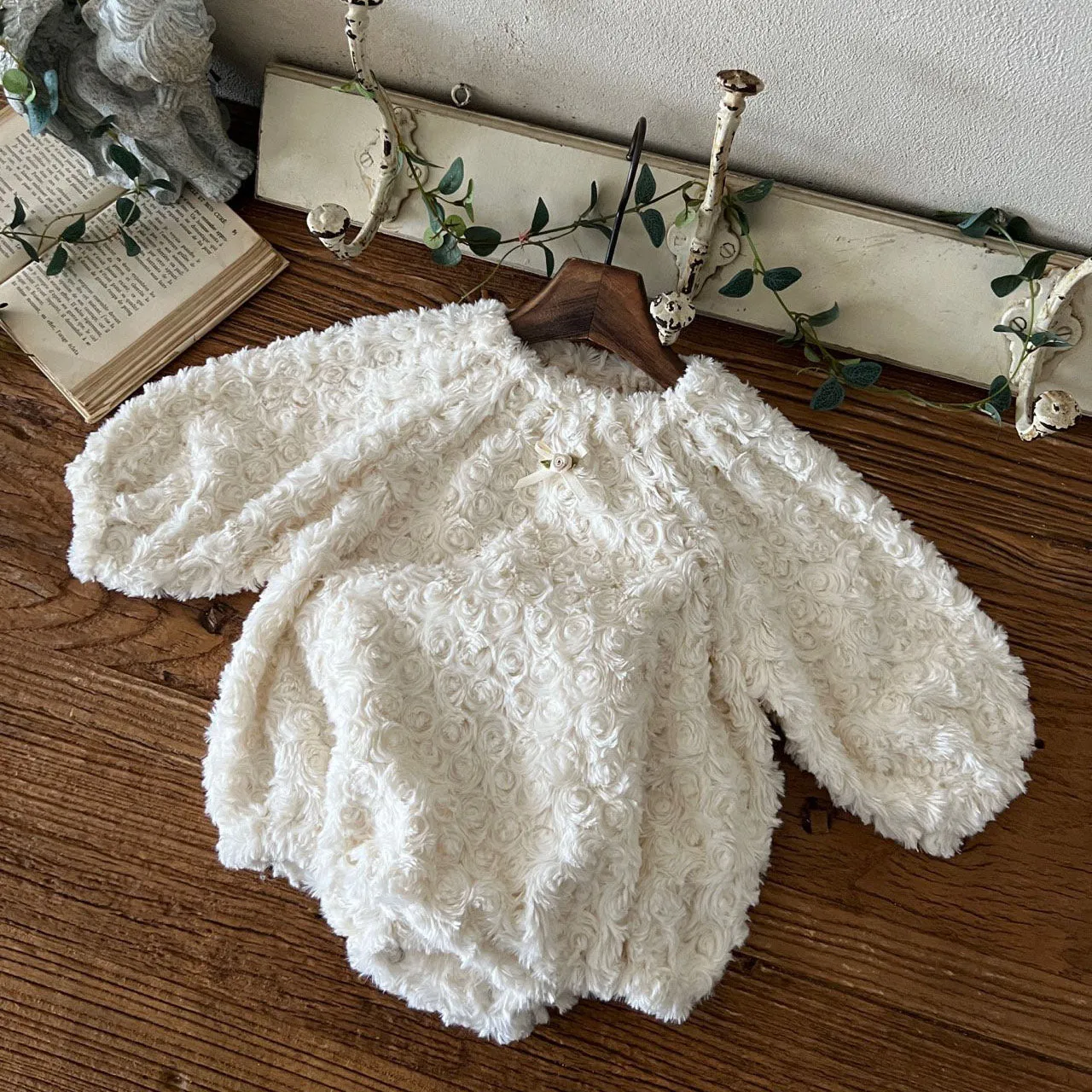 Baby Lala W24 Swirl Rosebud Fur Romper (6-24m) - Ivory