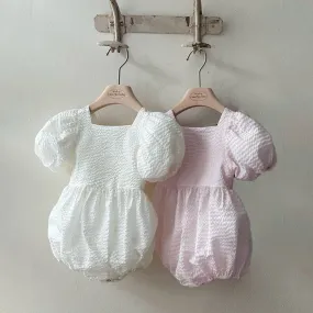 Baby Monbebe Seersucker Puff Sleeve Bubble Romper (3-24m) - 2 Colors