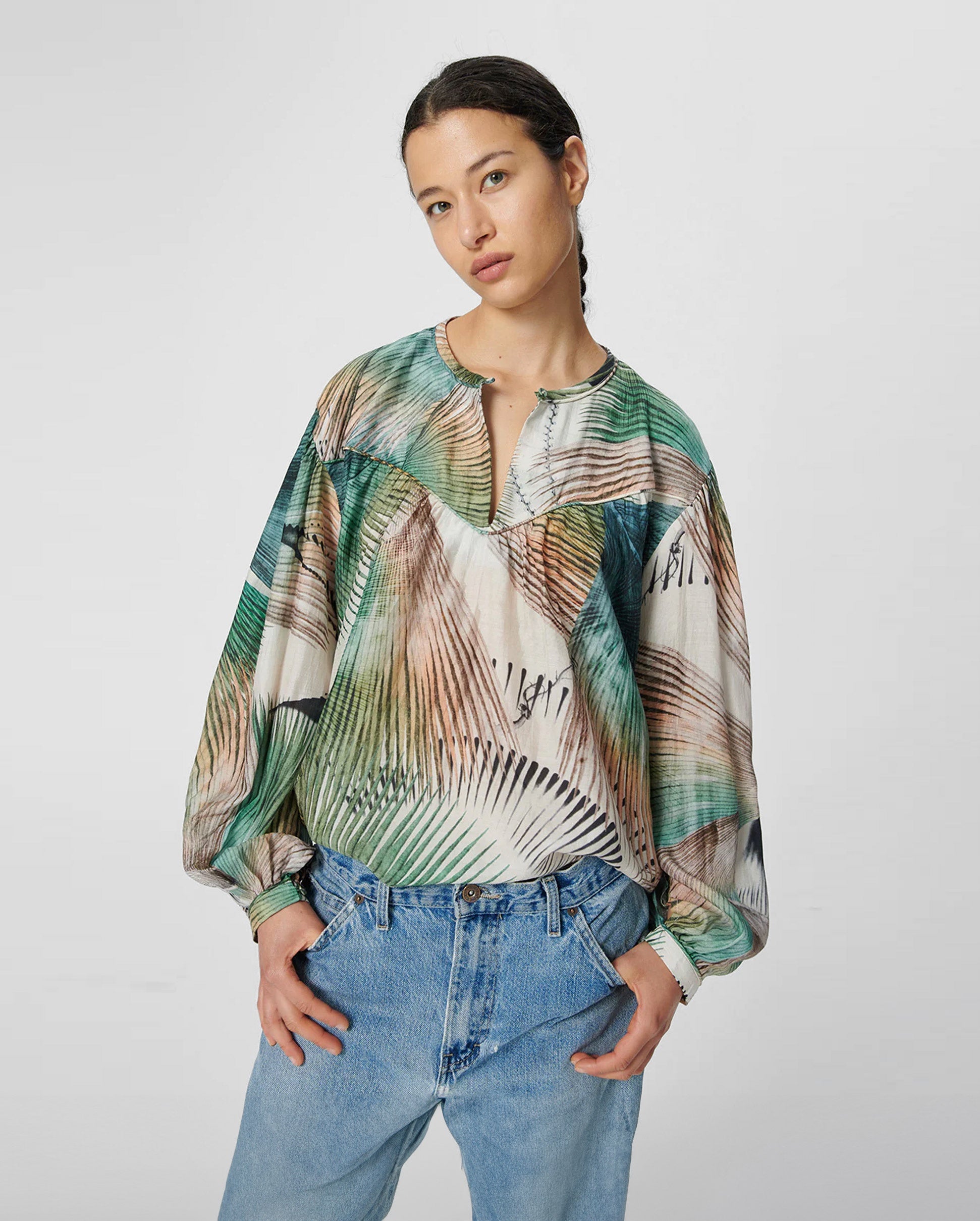 BAMBOO BLOUSE / PALM DYE GREEN