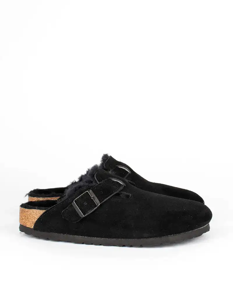 Birkenstock Boston Shearling Narrow Slipper Black