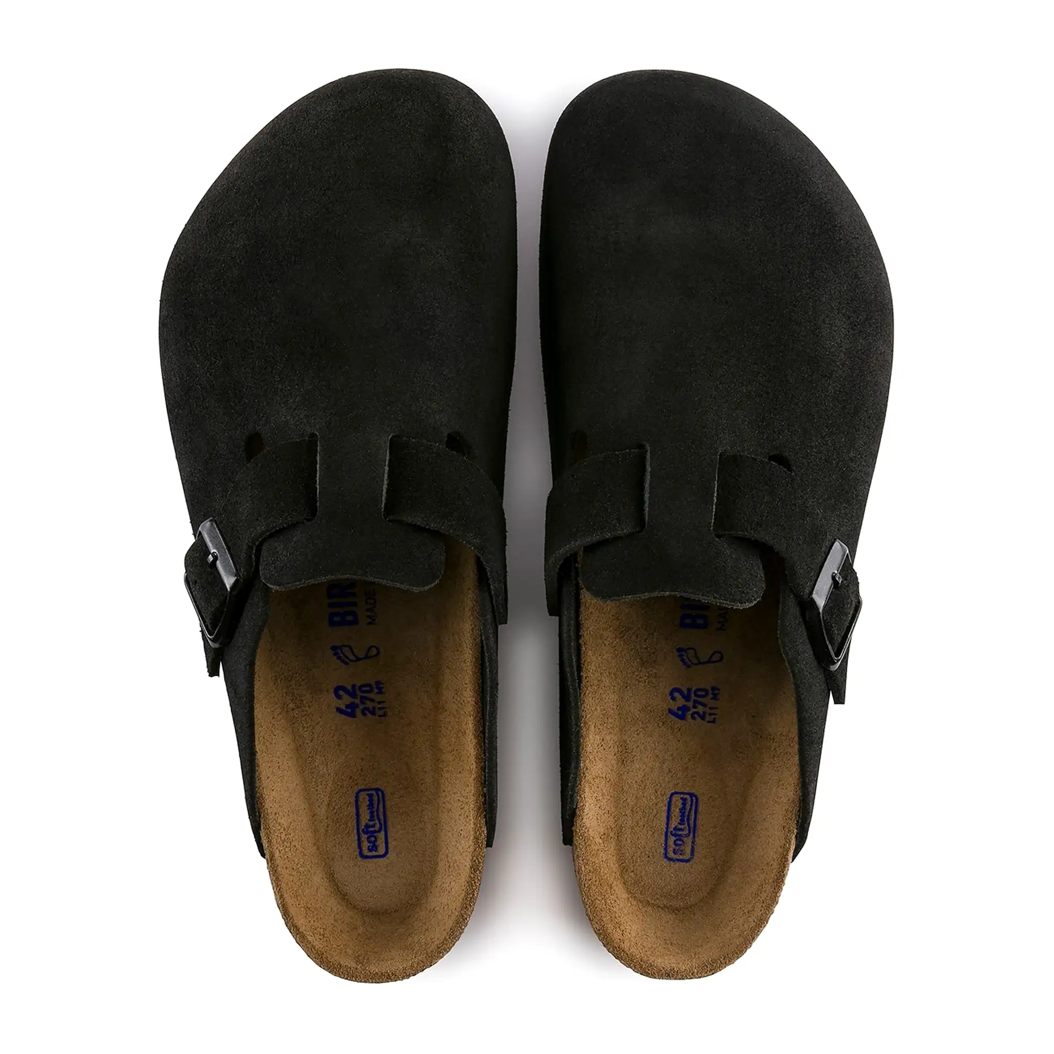 Birkenstock Boston Suede Flat Sandals Black