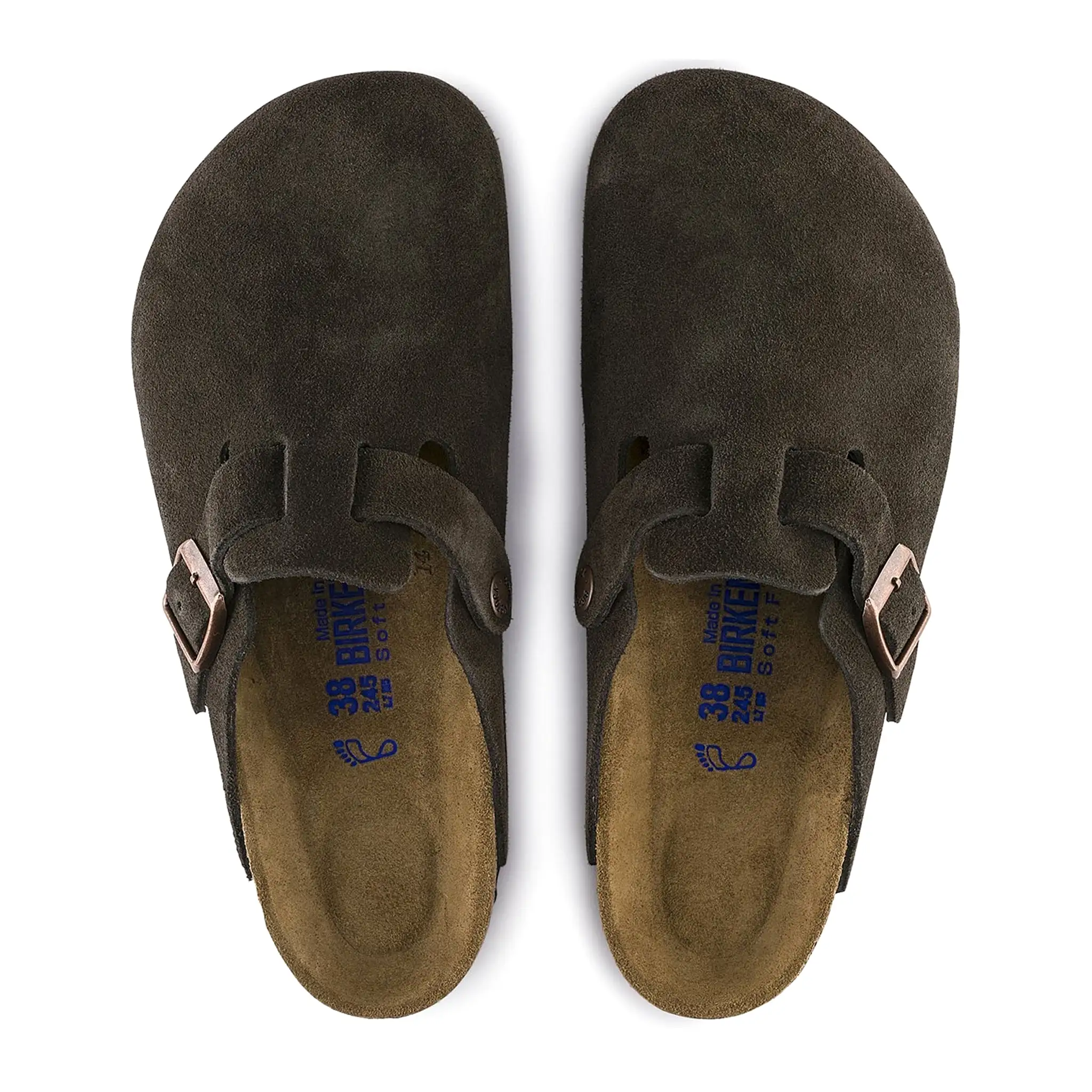 Birkenstock Boston Suede Flat Sandals Mocha