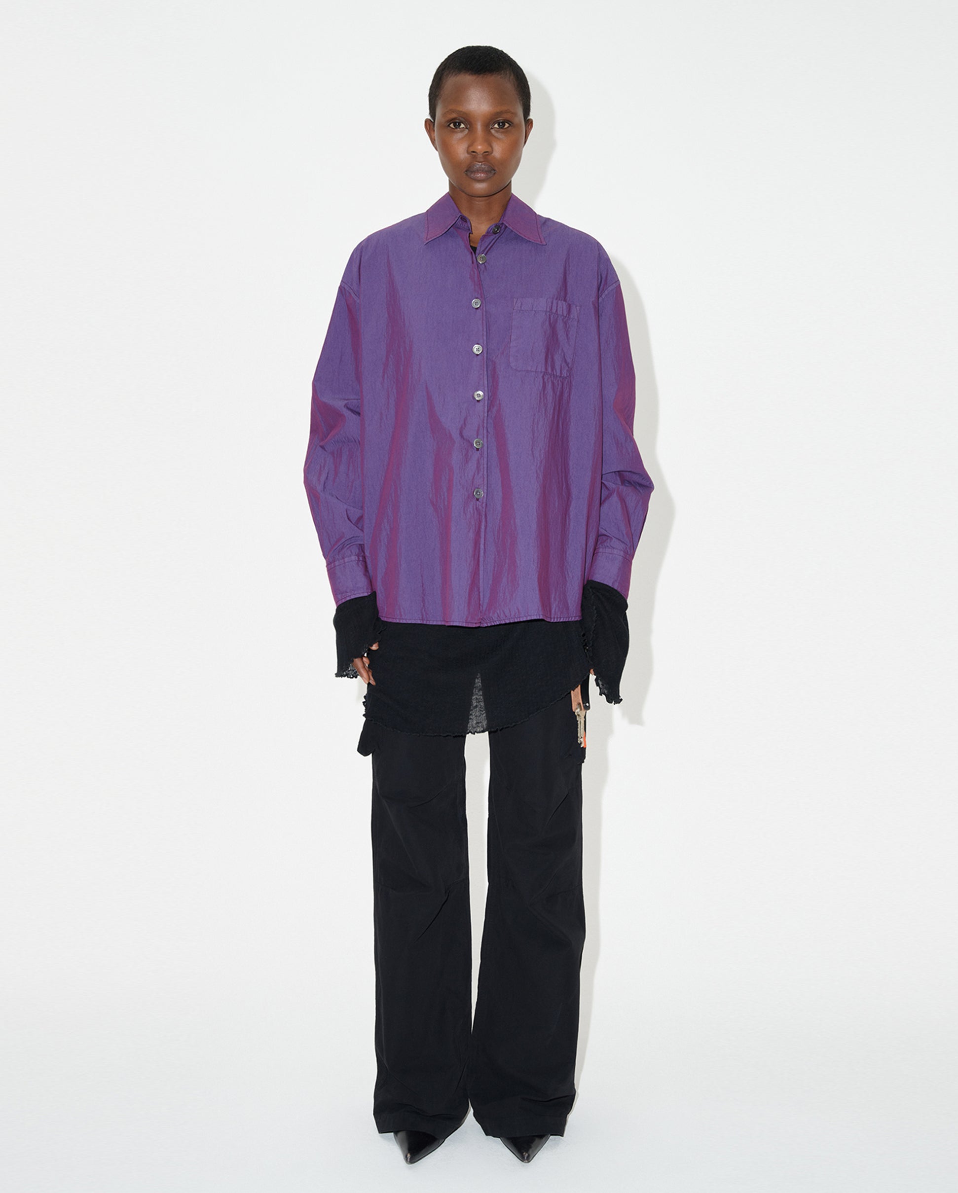 BORROWED SHIRT / BLACKCURRANT PARACHUTE POPLIN