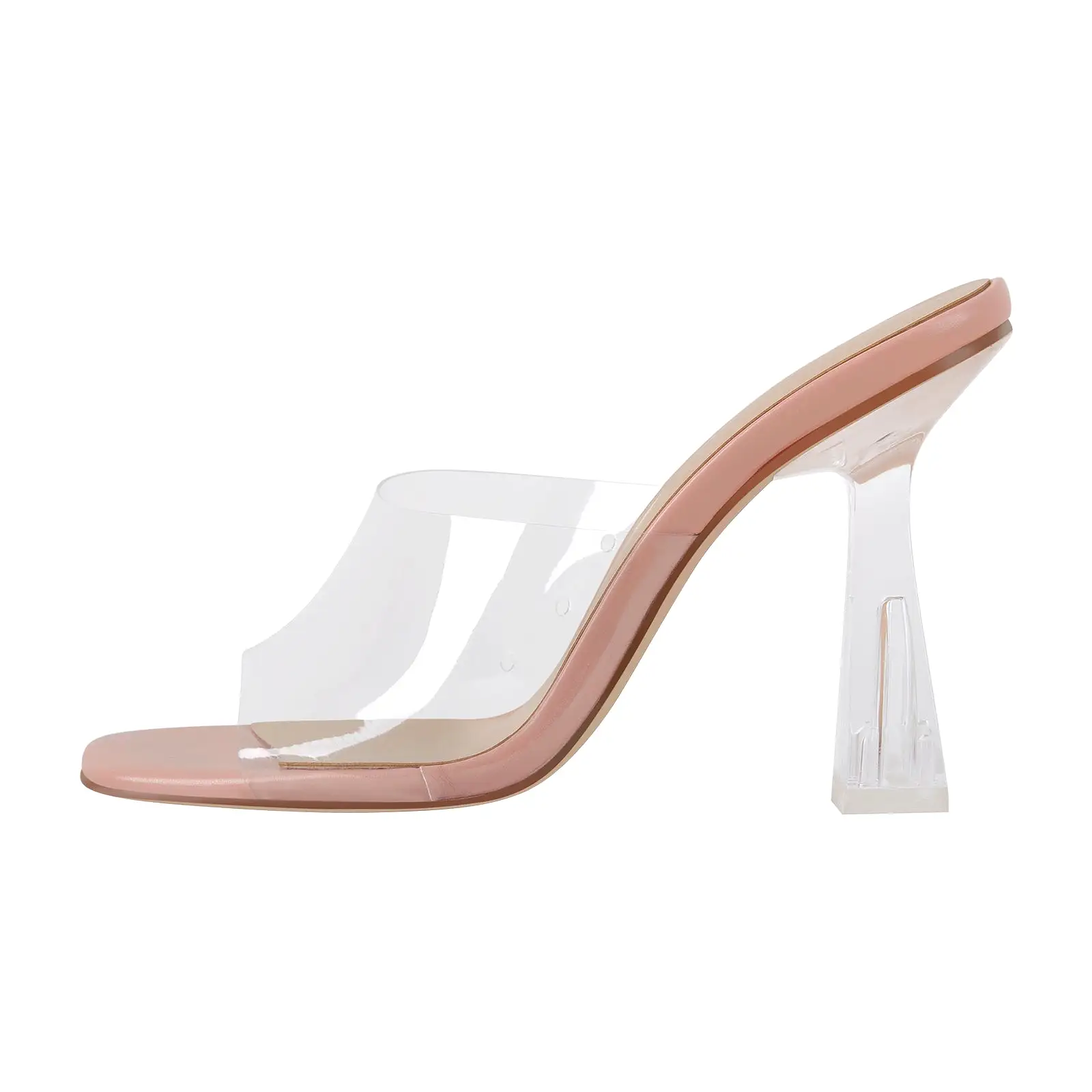 Clear Heel Slip On Sandals Mules