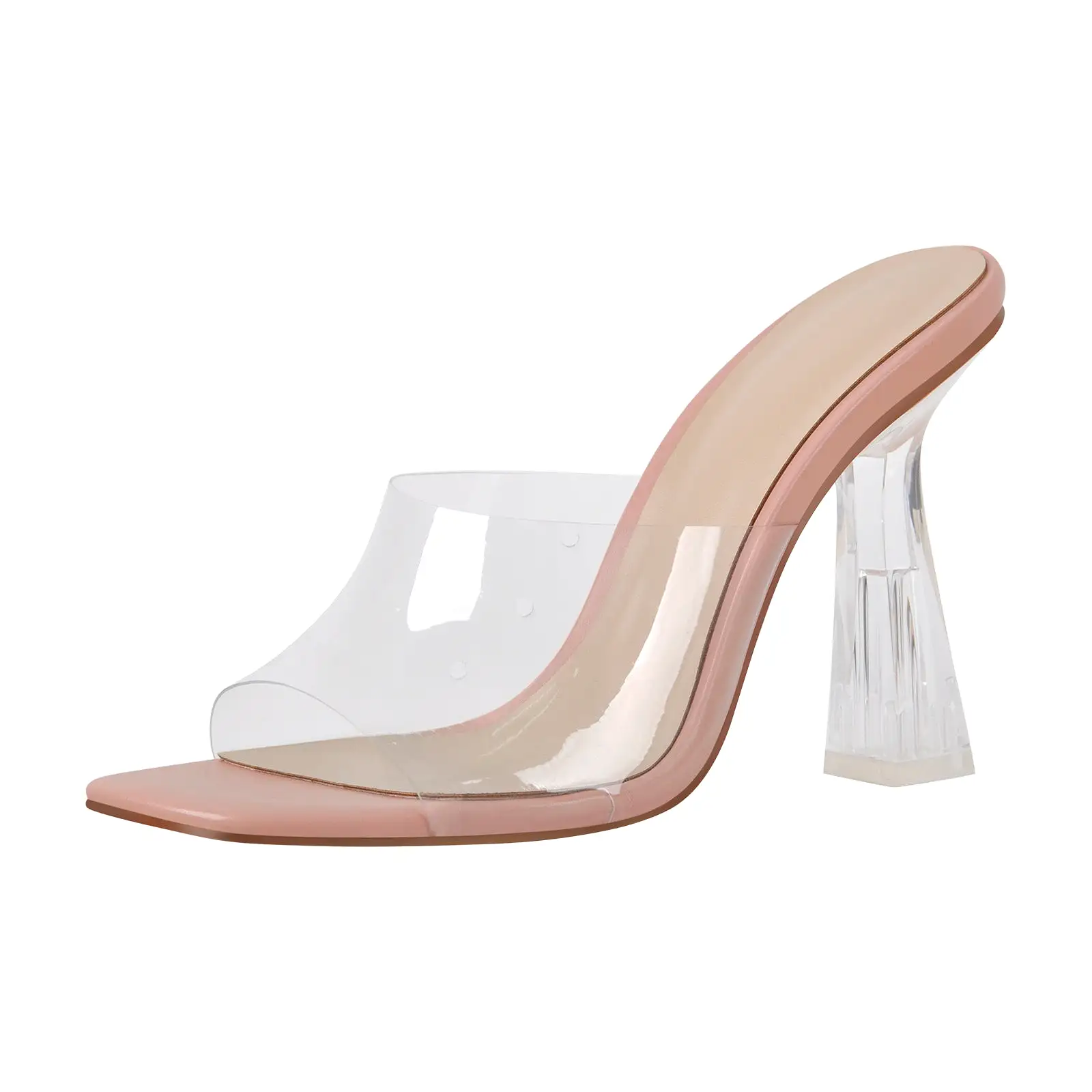 Clear Heel Slip On Sandals Mules