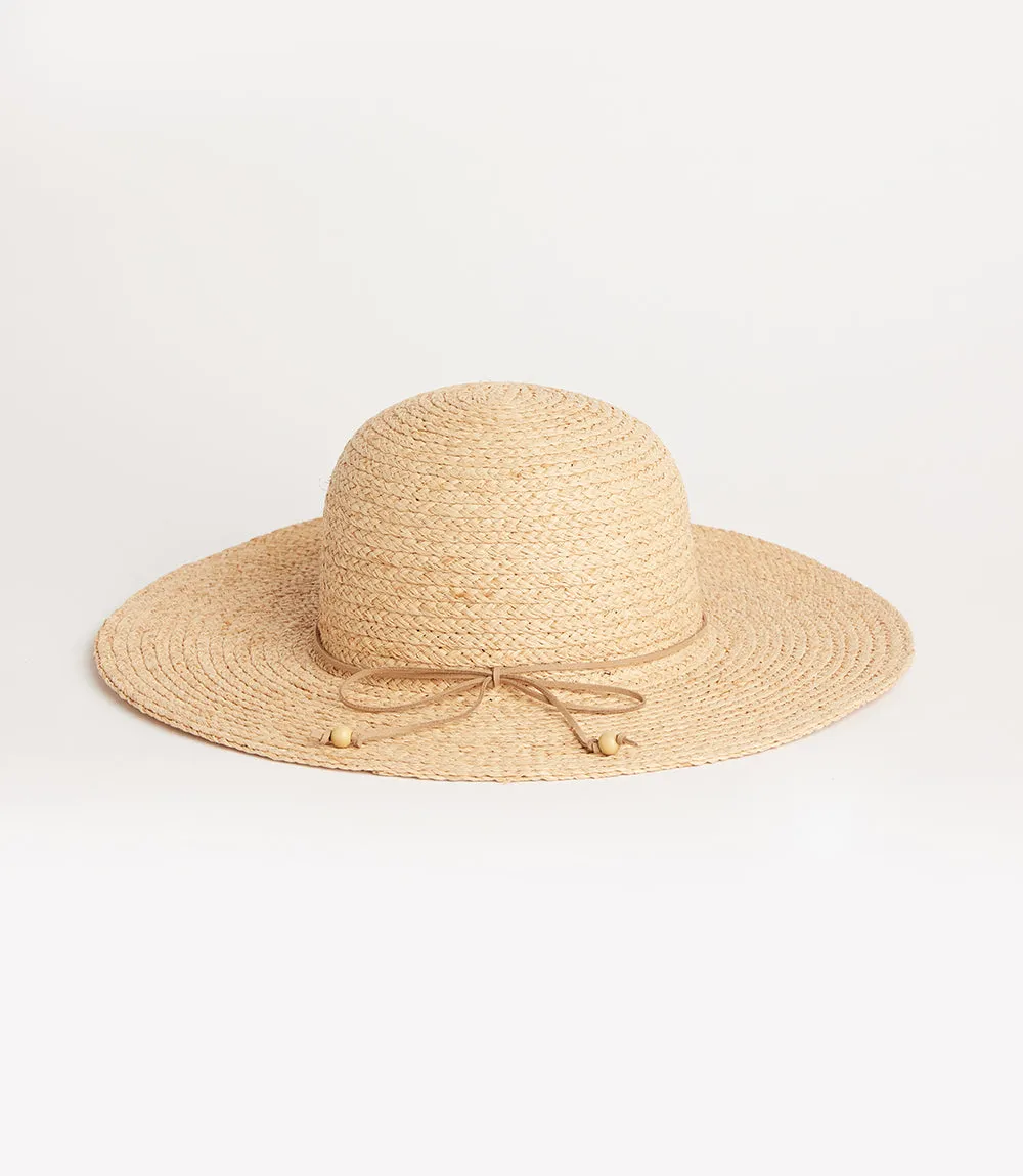 Contrast Tie Raffia Hat