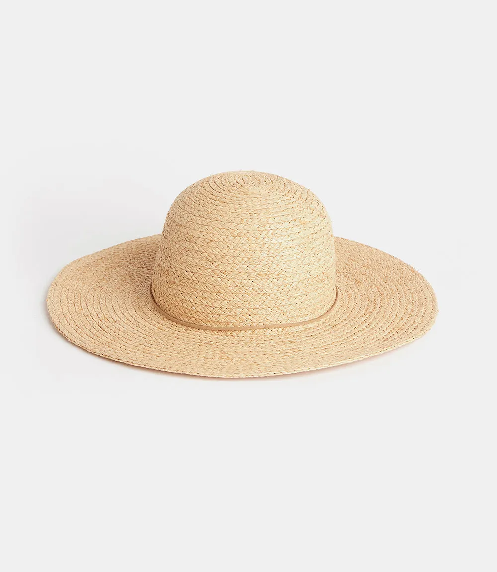 Contrast Tie Raffia Hat