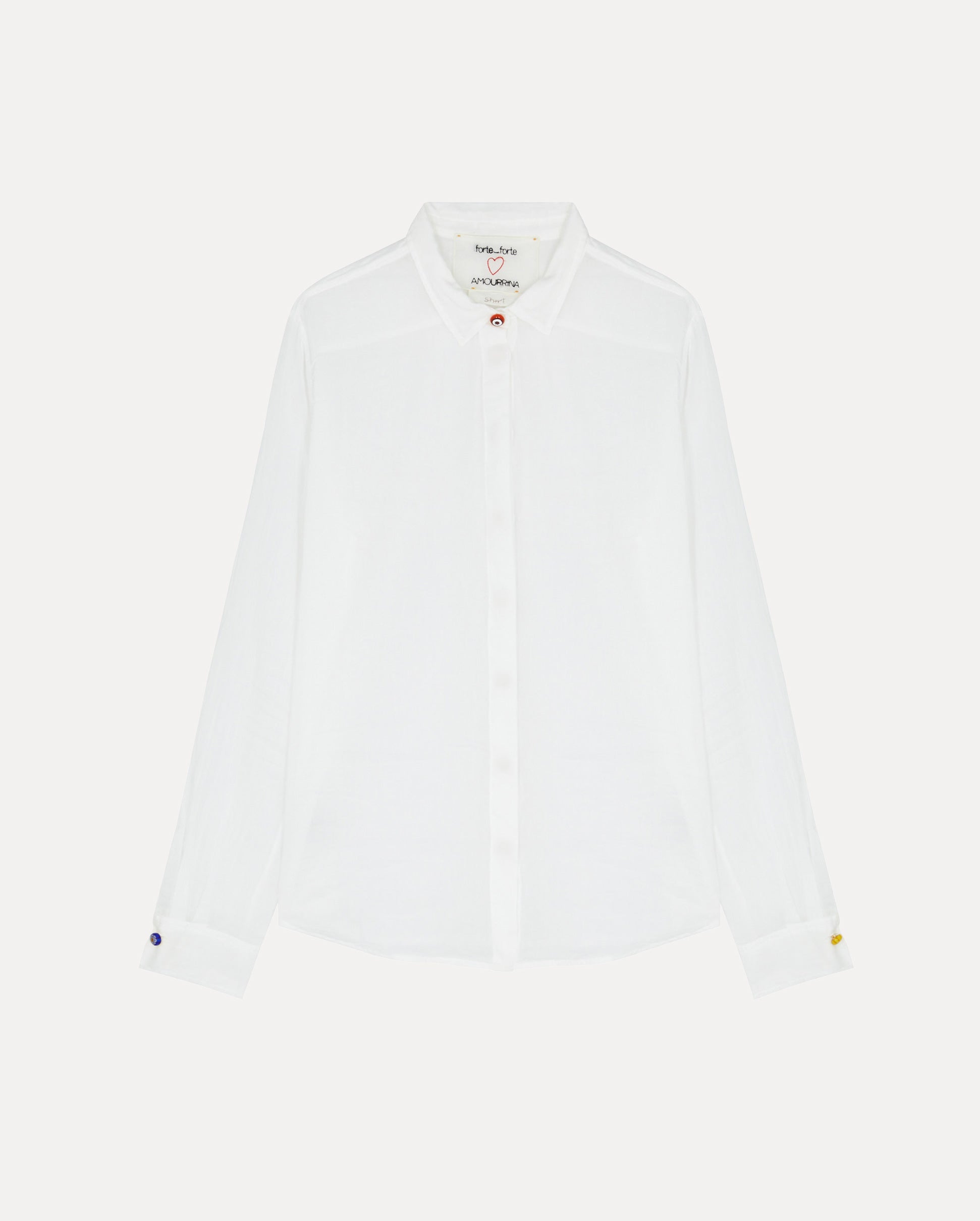 COTTON SILK VOILE REGULAR SHIRT AMOURRINA BUTTONS / WHITE