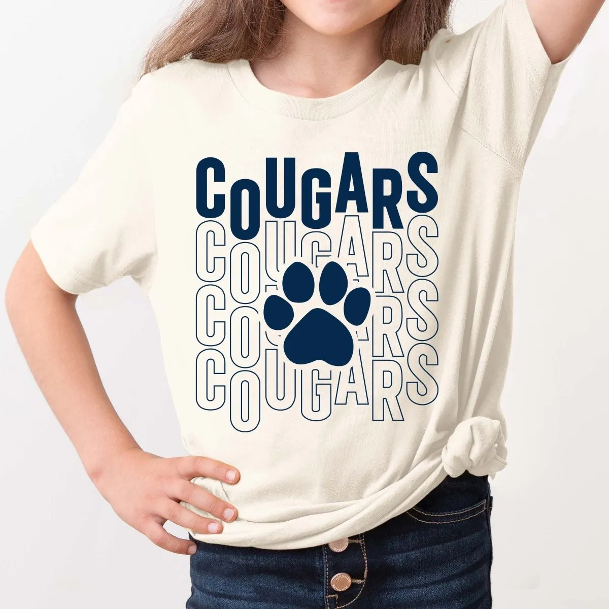 Cougars Repeat with Solid Paw Short & Long Sleeve - Hunt Club Elementary