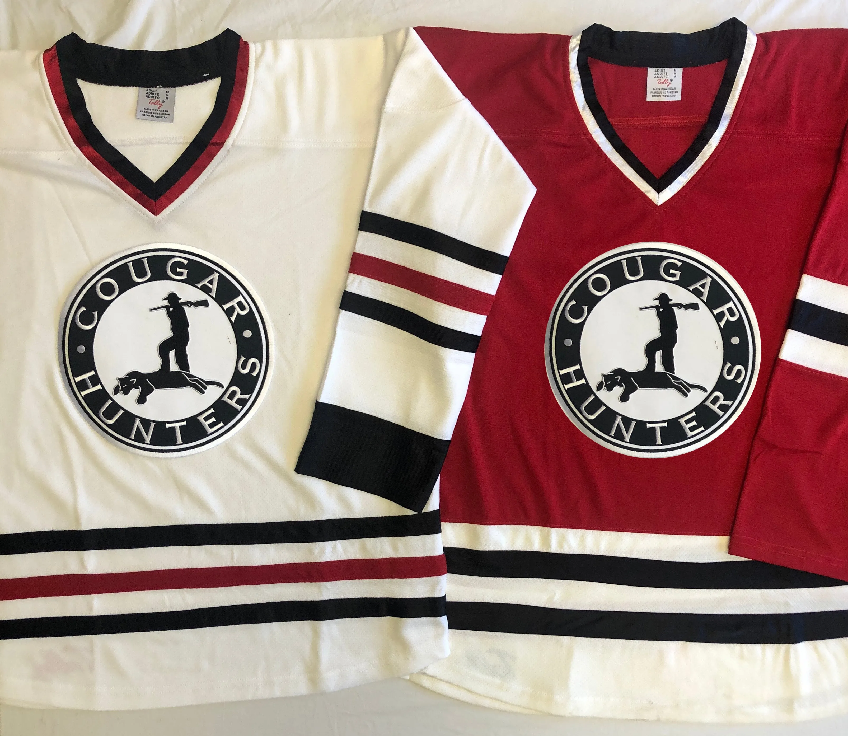 Custom Hockey Jerseys with the Cougar Hunters Twill Logo