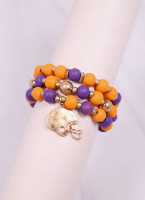 Darren Football Bracelet Set ORANGE PURPLE