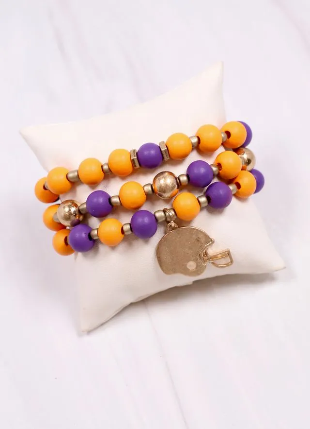 Darren Football Bracelet Set ORANGE PURPLE