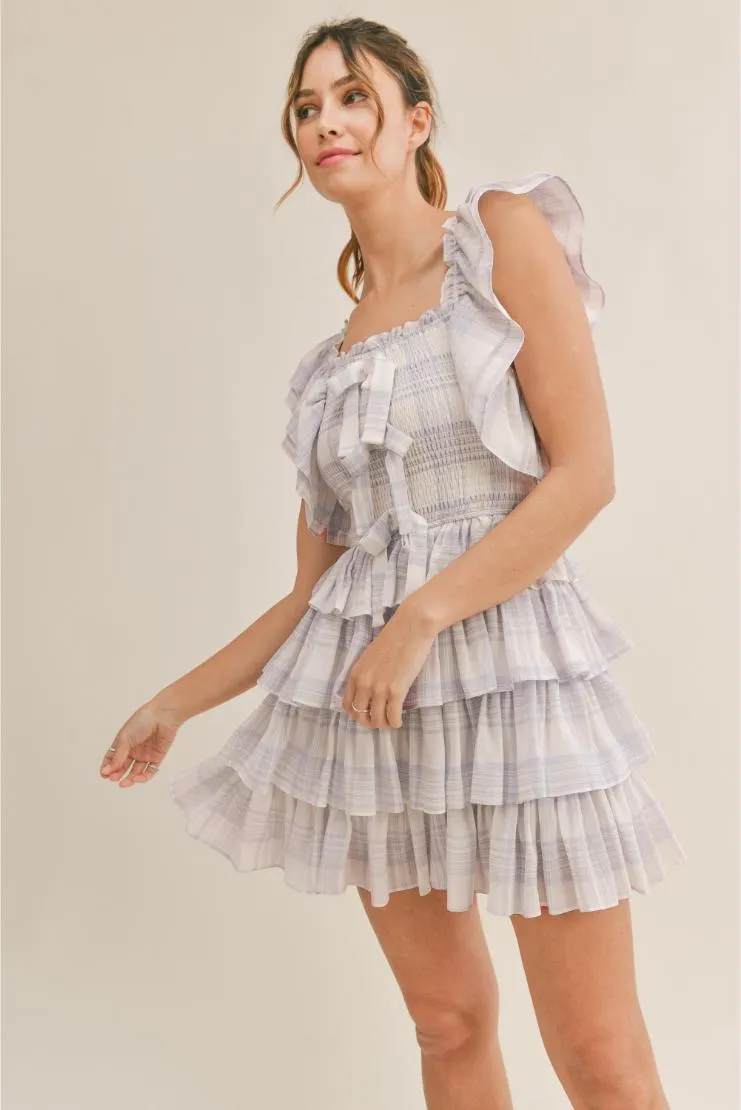 Desiree Plaid Smocked Ruffle Mini