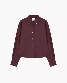 EMBROIDERED CHIC TAFFETA BOXY SHIRT / CACAO