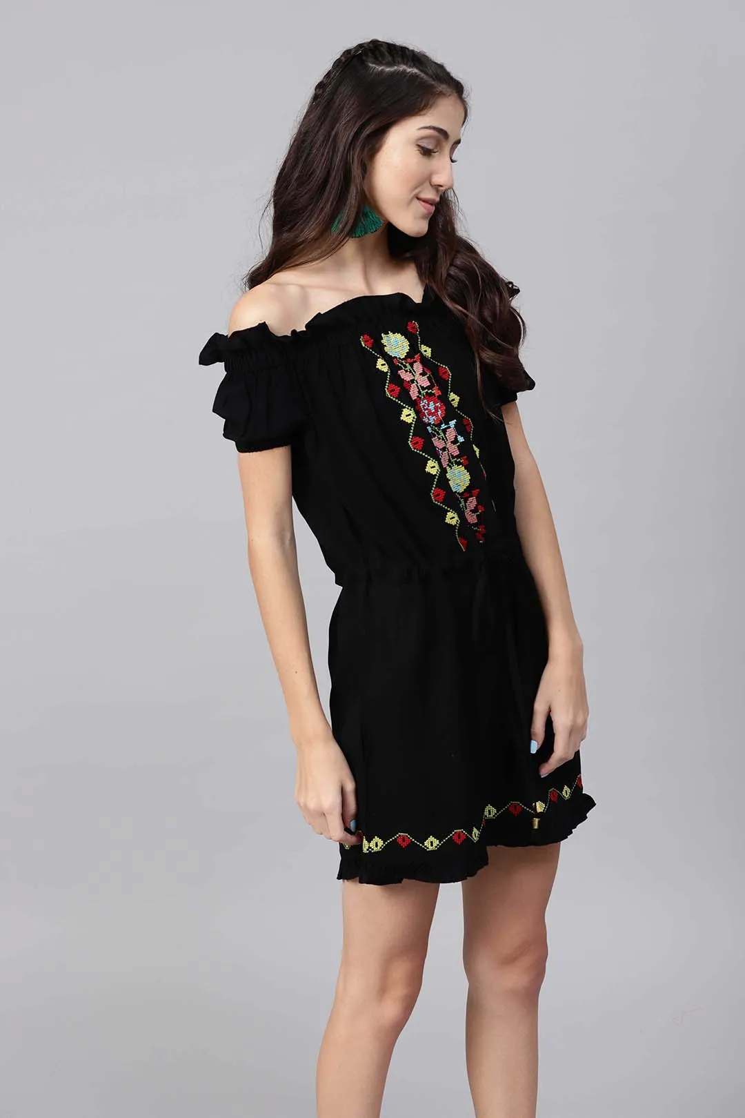 Embroidered Offshoulder Romper