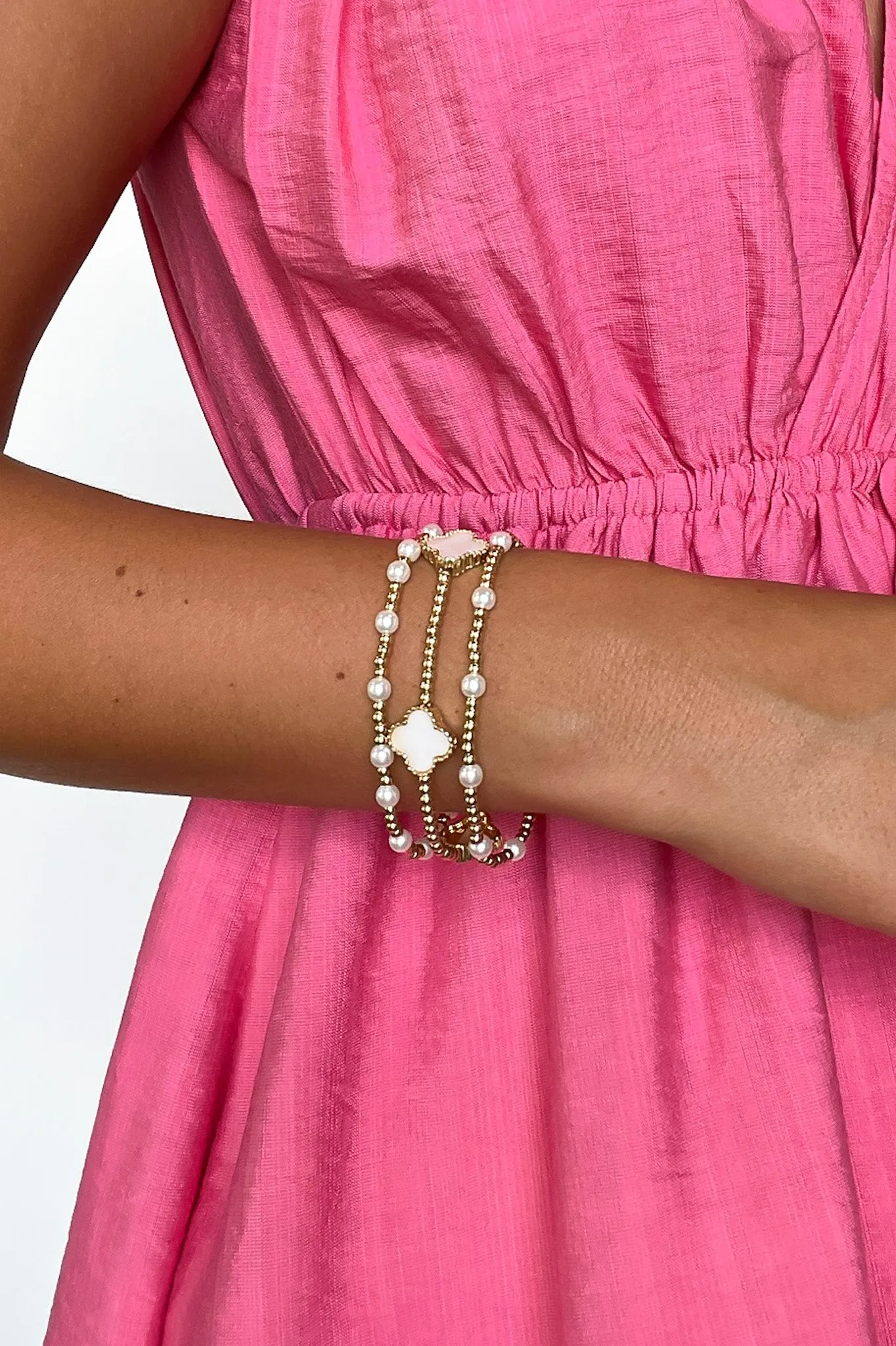 Enviable Trend Clover Beaded Bracelet Stack