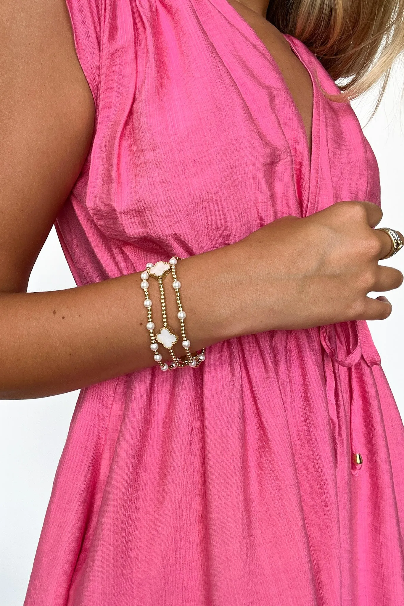 Enviable Trend Clover Beaded Bracelet Stack