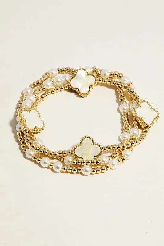 Enviable Trend Clover Beaded Bracelet Stack