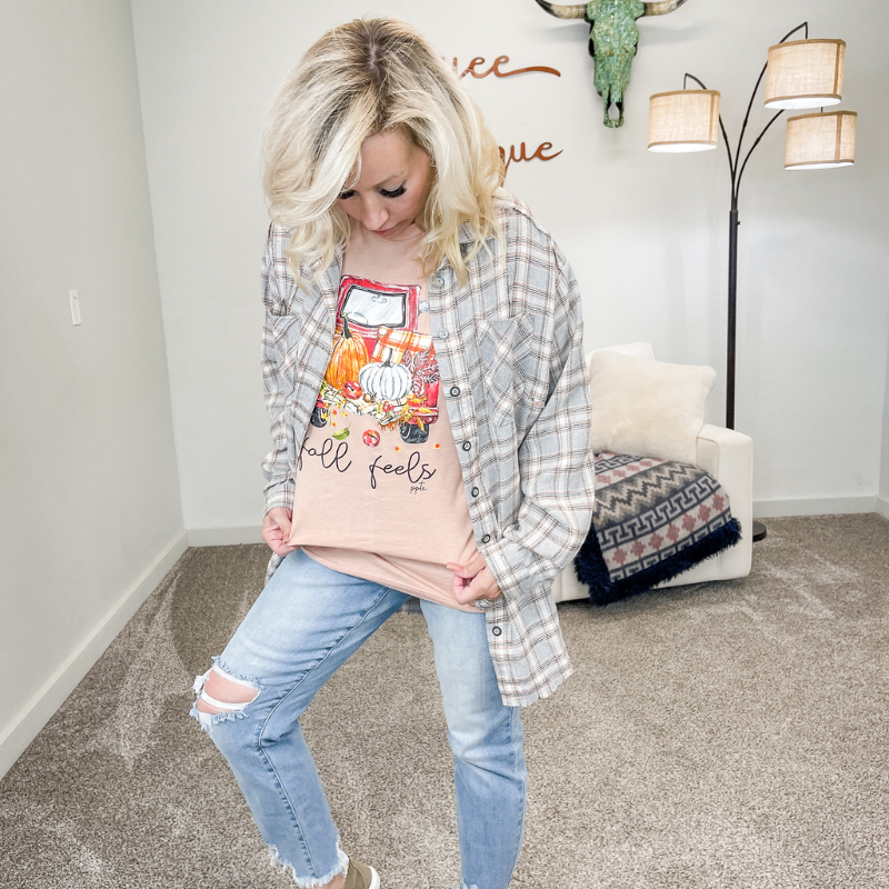 Fall Feels Soft Peach Graphic Tee