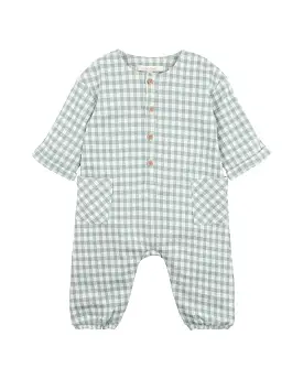 Fox & Finch Bug Green Check Romper