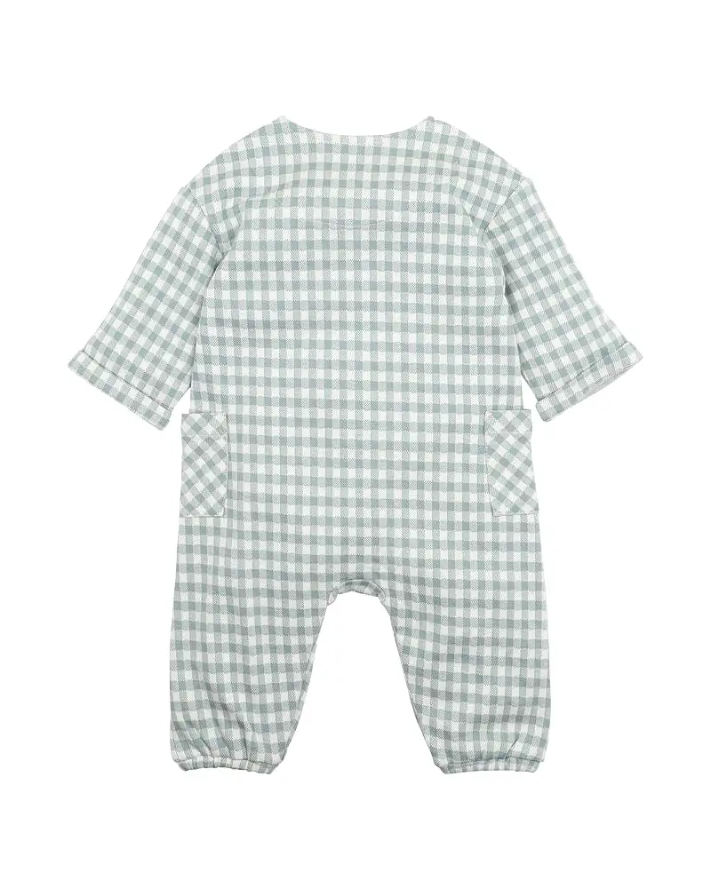 Fox & Finch Bug Green Check Romper