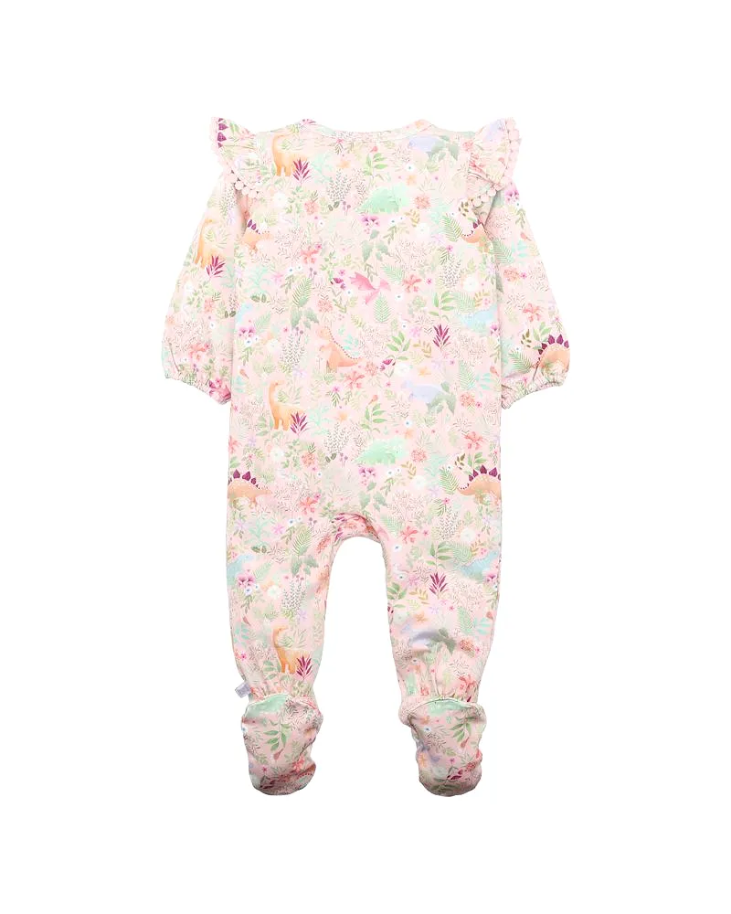 Fox & Finch Florasaurus Print LS Zip Onesie