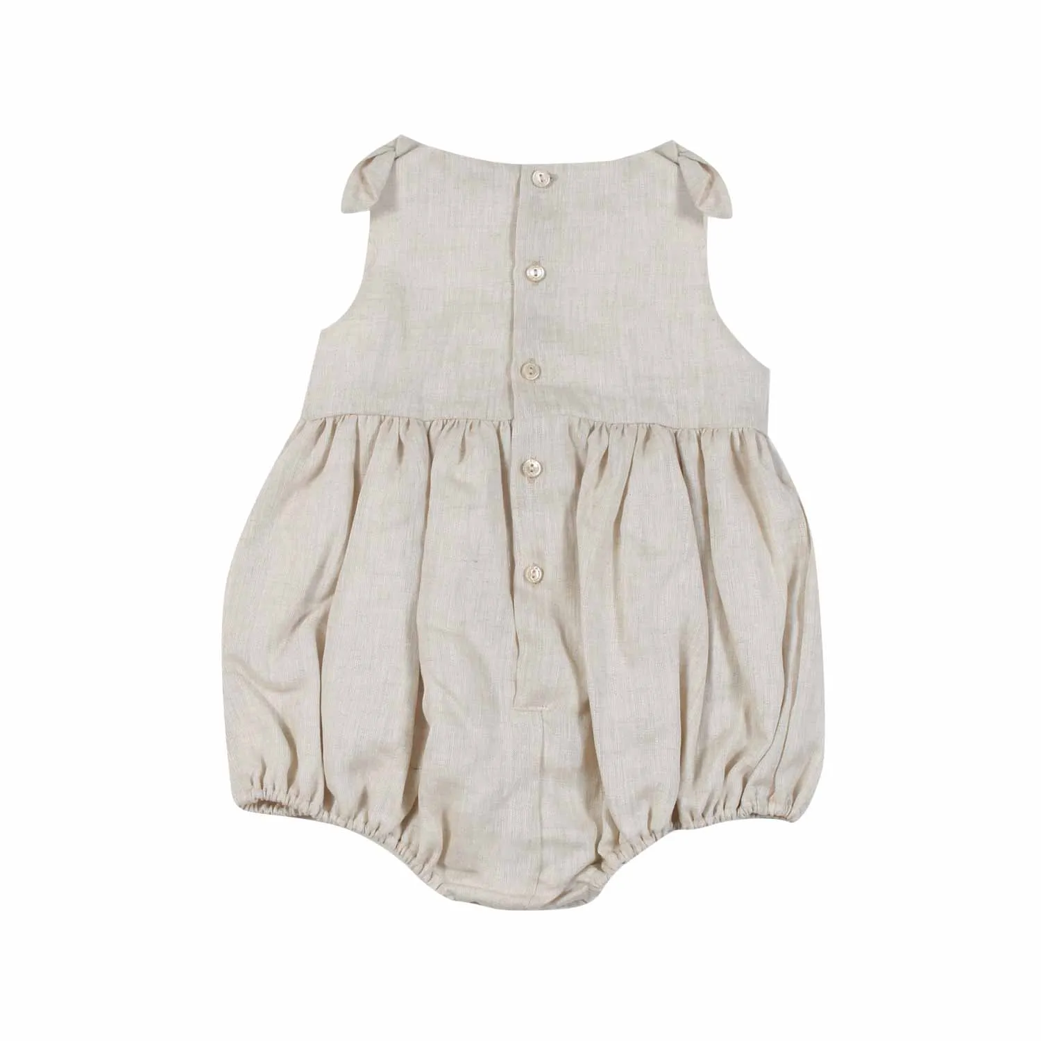 La Stupenderia Sand Linen Romper For Baby Girls