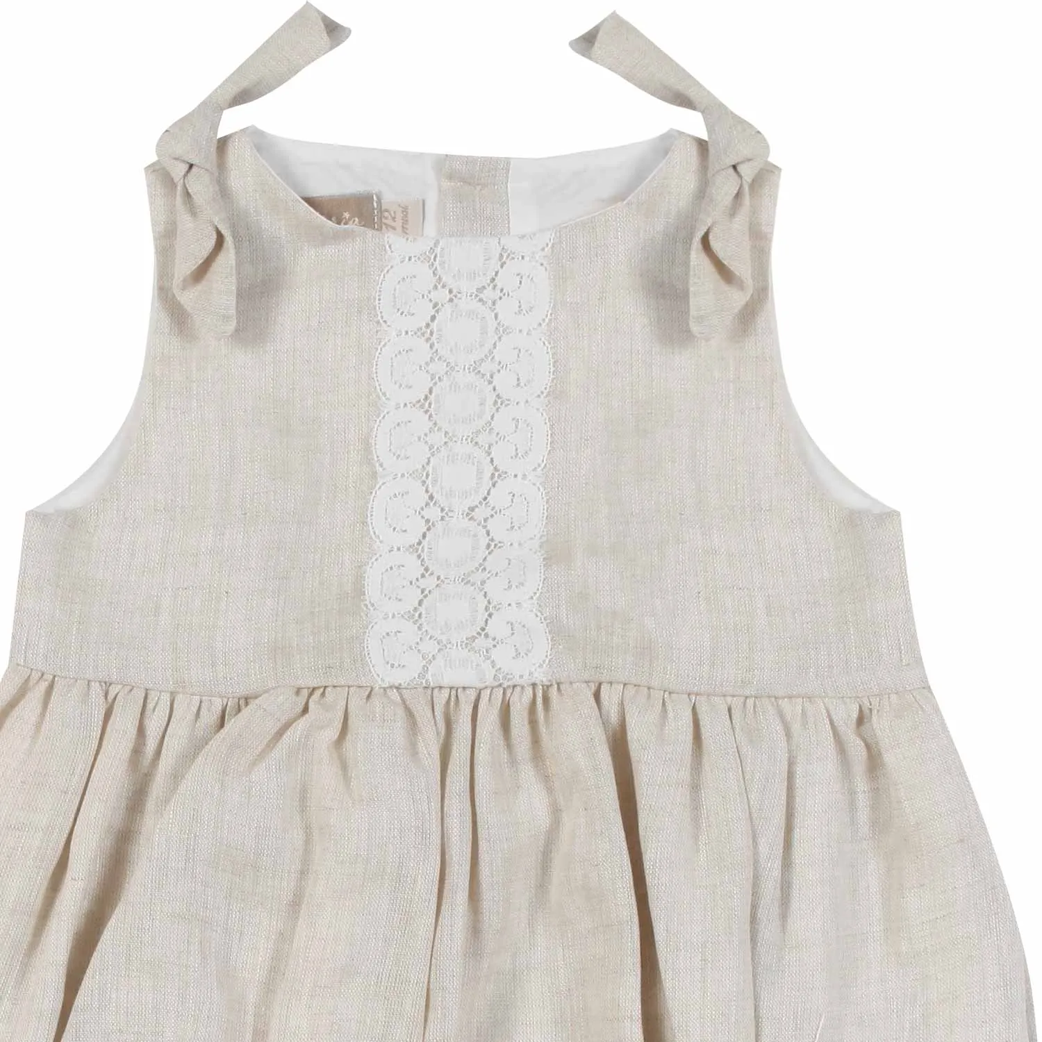 La Stupenderia Sand Linen Romper For Baby Girls