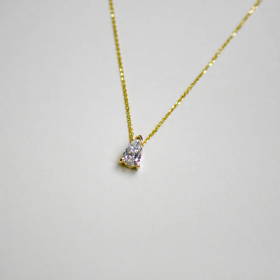 Lab Created Pear Solitaire Pendant