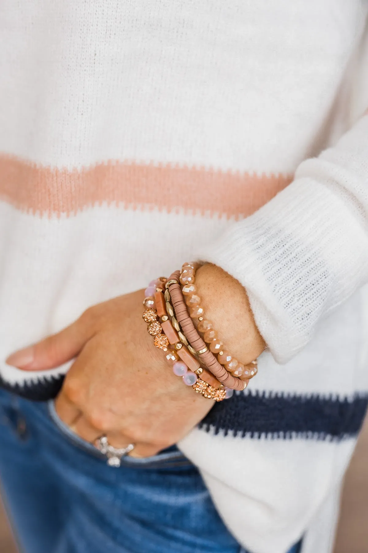 Little Bit Of Sparkle Stackable Bracelet Set- Blush