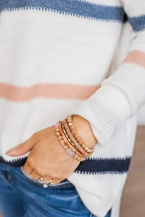 Little Bit Of Sparkle Stackable Bracelet Set- Blush