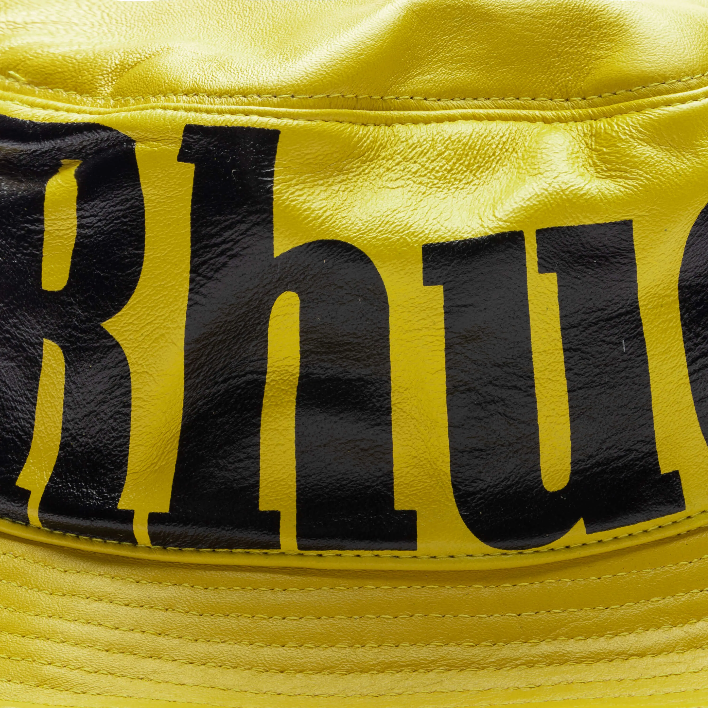 Logo Leather Bucket Hat - Mustard