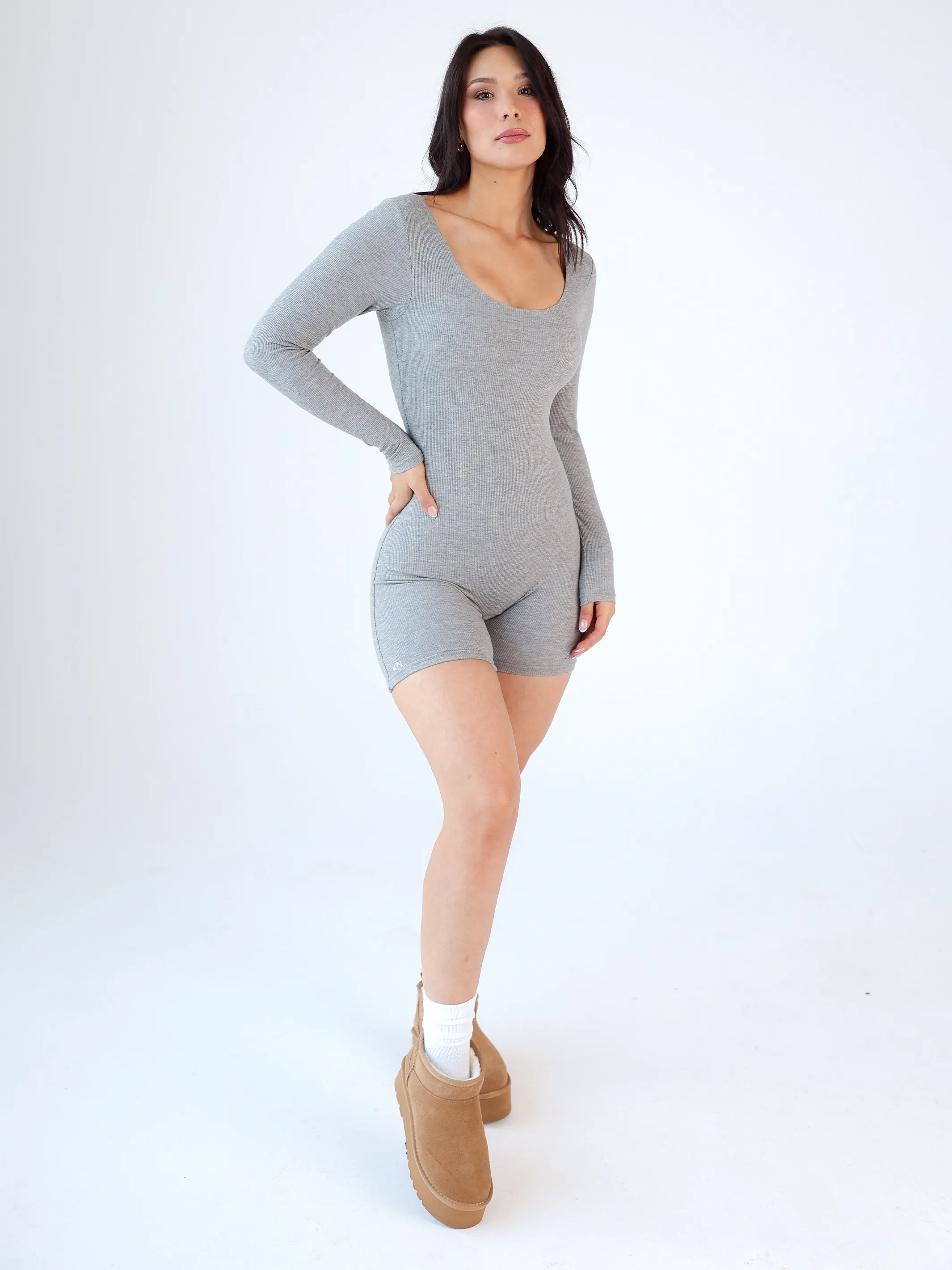 Long Sleeve Scoop Neck Brami Romper