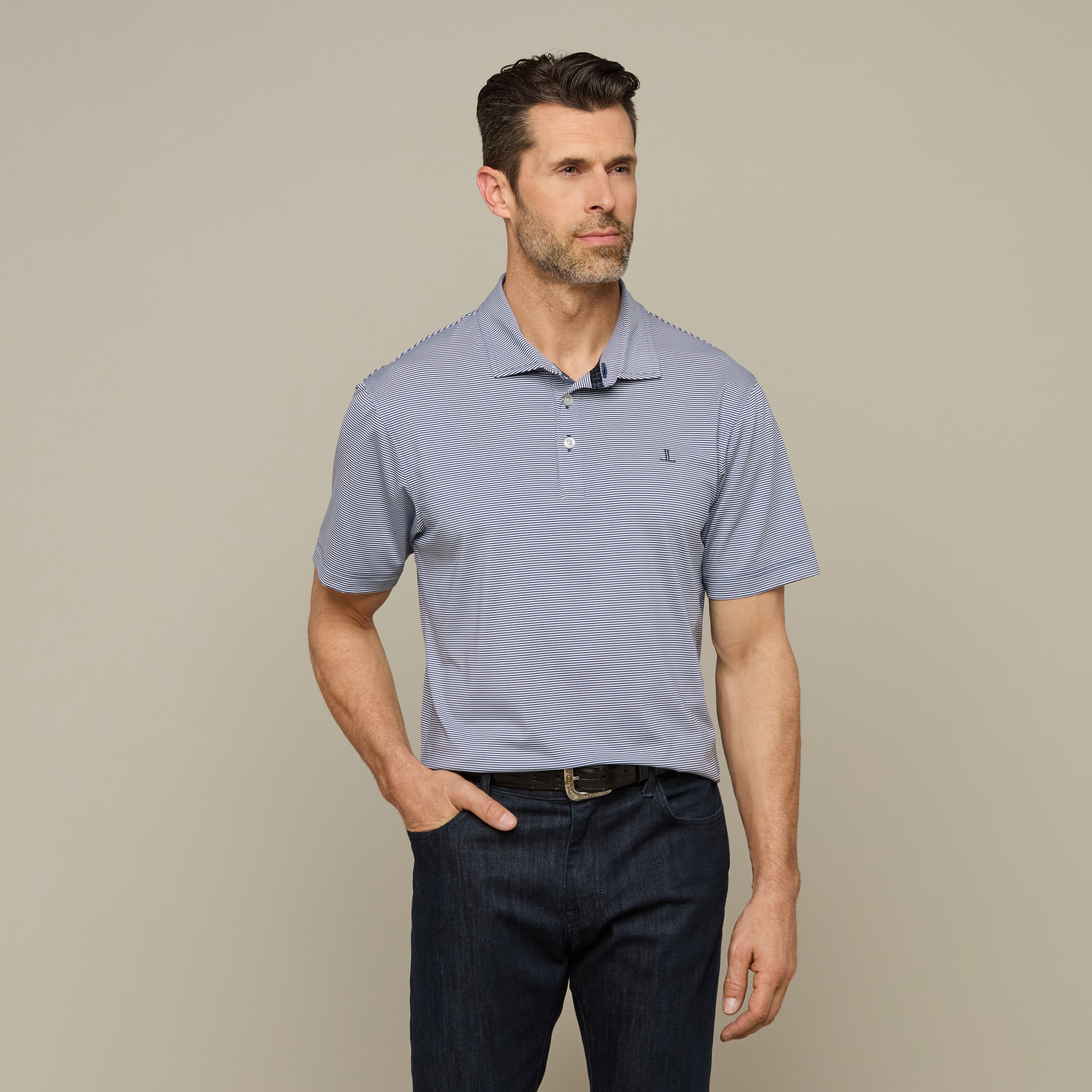 Lucchese Golf Polo :: Navy/White