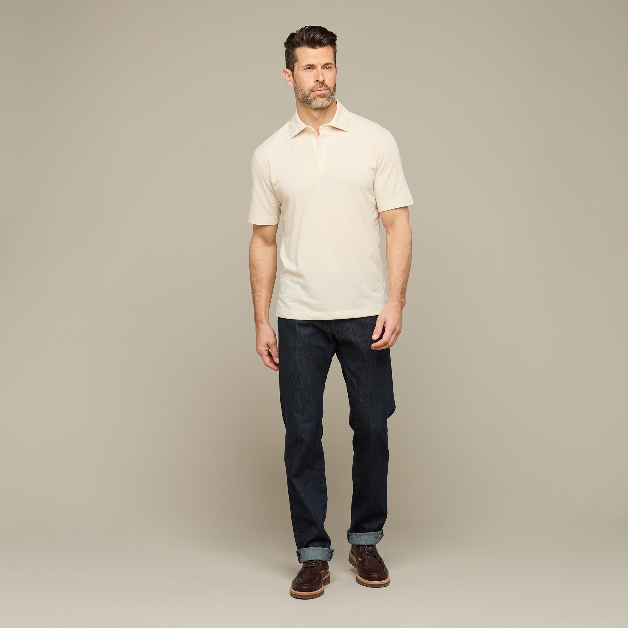 Lucchese Pima Blend Polo :: Cream