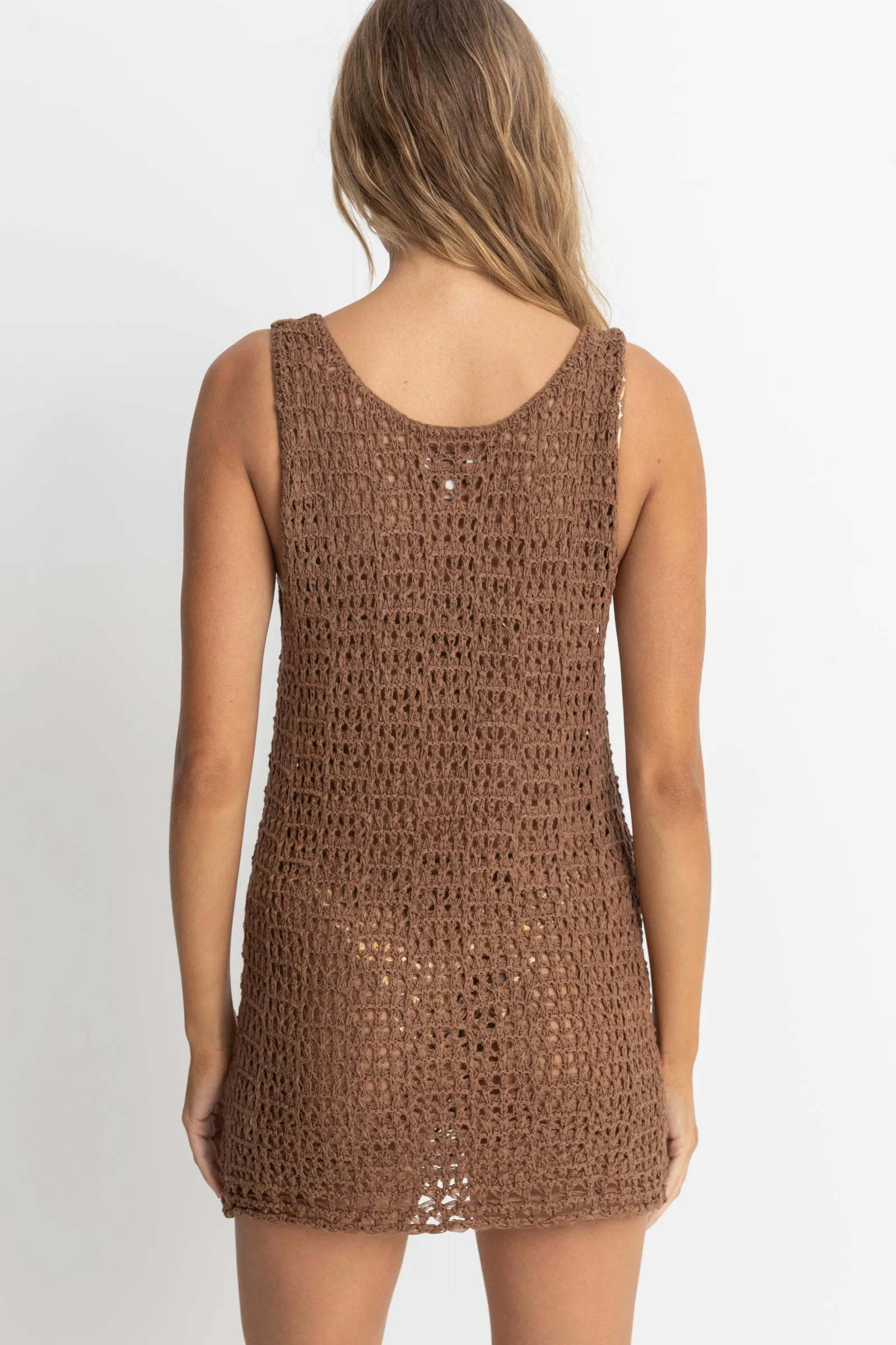 Maddie Scoop Neck Mini Dress Chocolate